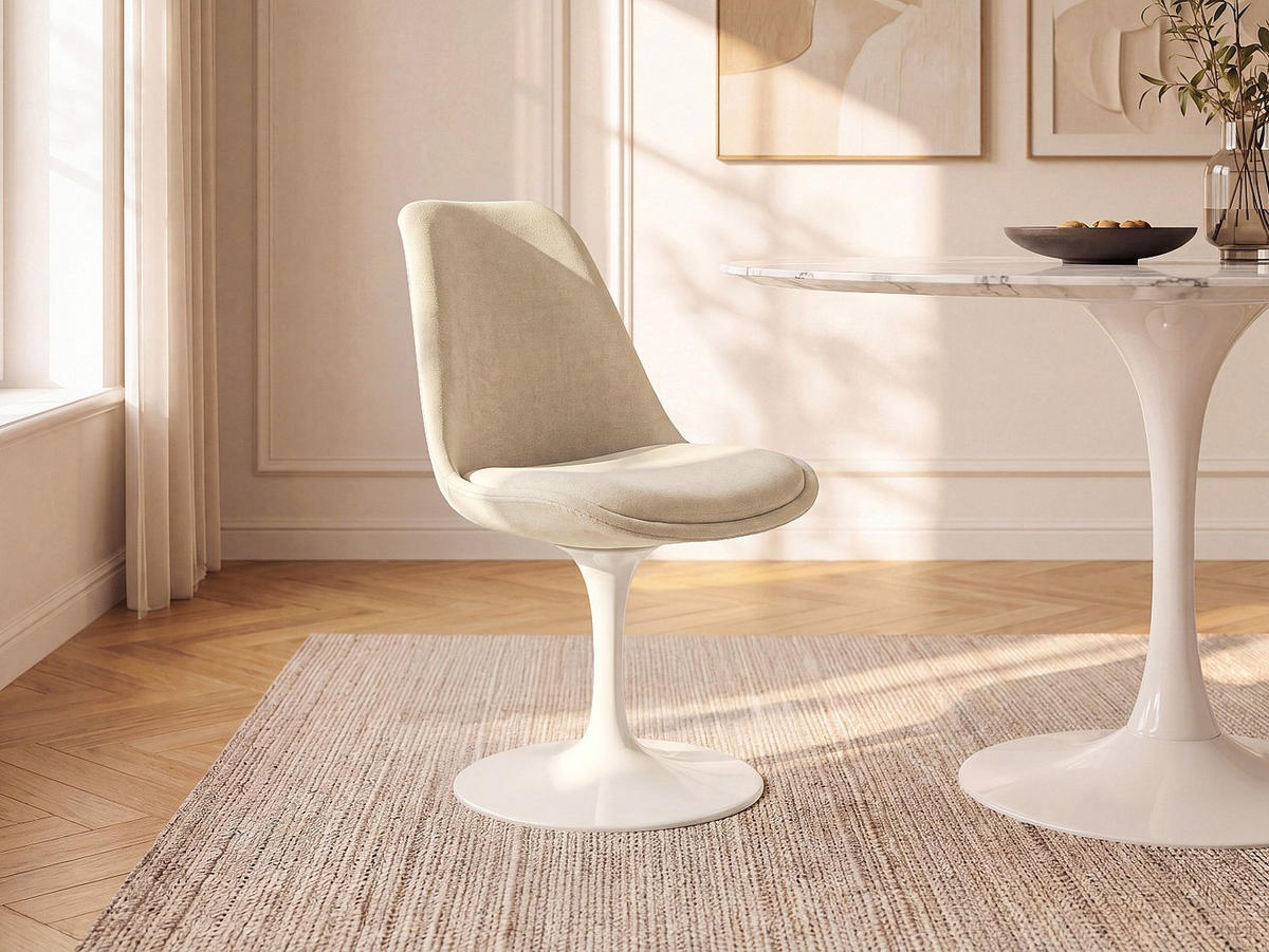 STUHL - 48 cm x 61.5 cm - stoff - beige, weiß Xafy - Beige/Weiß, Textil (48/79.5/61.5cm) - Vente-Unique