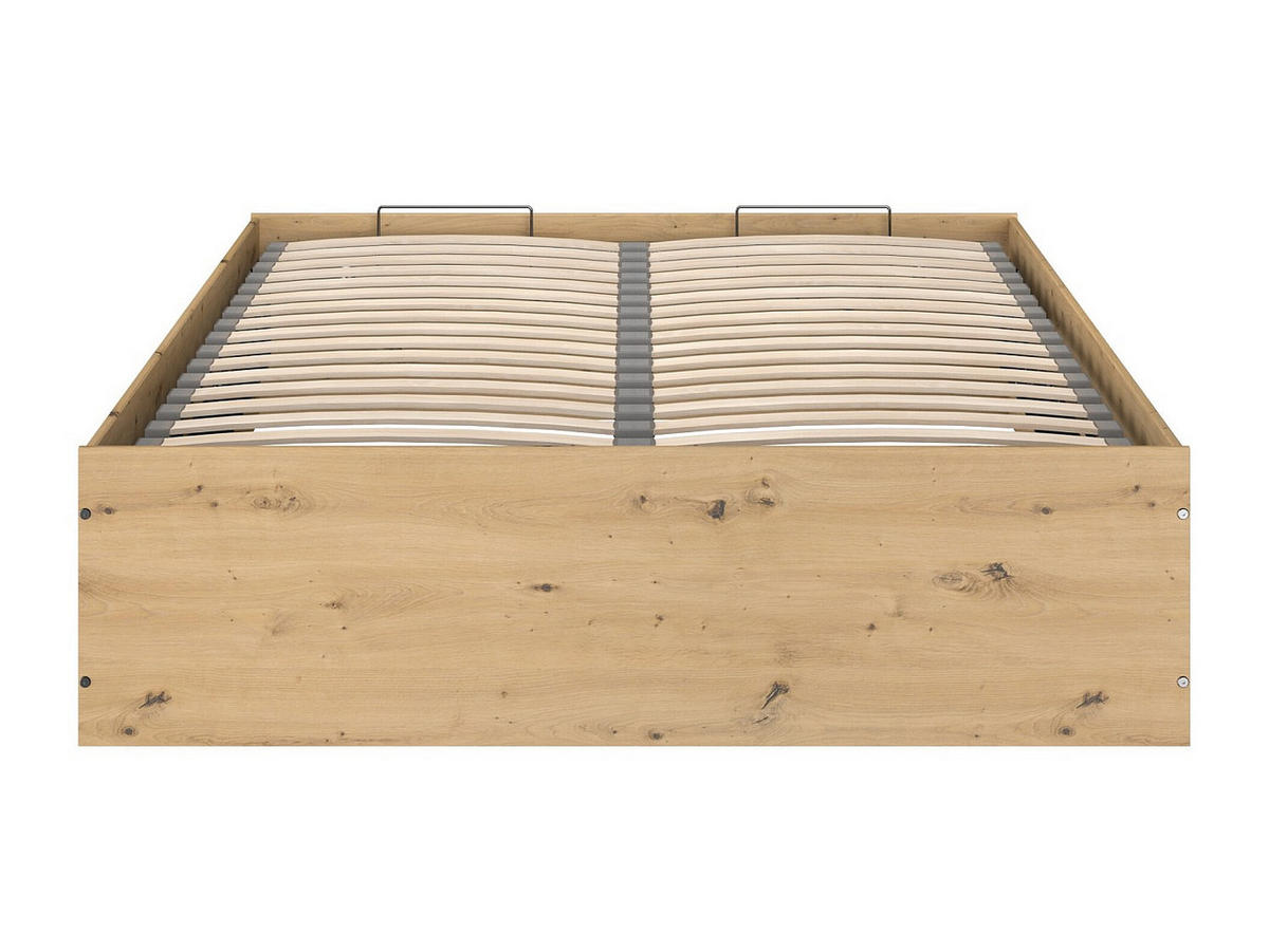 BETT mit Bettkasten - 2 Personen - Holz, Platte - Schwarz, Naturfarben Hell - Schwarz/Naturfarben, Holz (140/190cm) - Vente-Unique