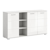 SIDEBOARD weiß Hochglanz 150 cm, Kommode mit 9 Fächern - Weiß Hochglanz/Silberfarben, Holzwerkstoff/Kunststoff (150/83/37cm) - Inn.Furn