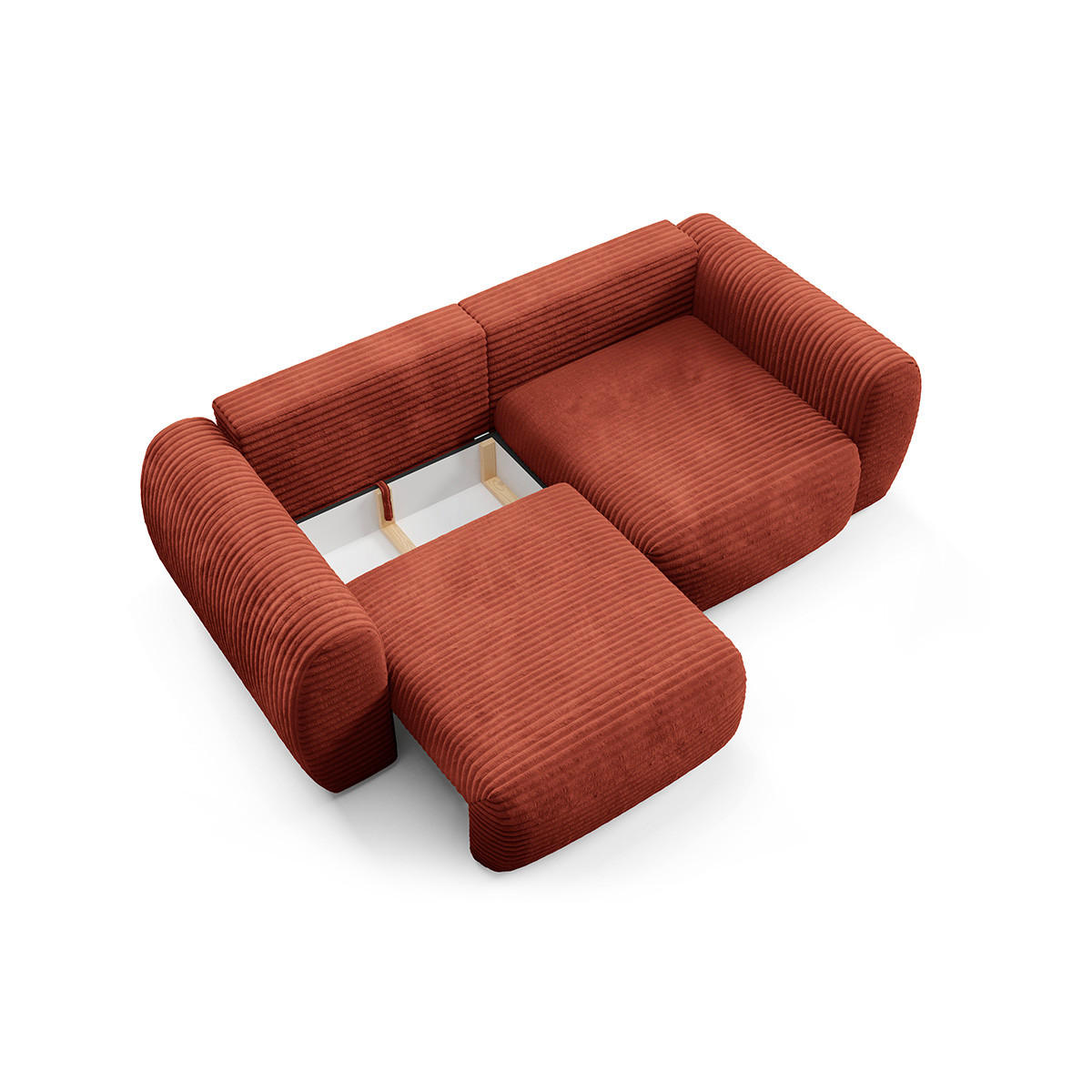 SOFA Camilla 3 Sitzplätze Terracotta - Orange, Holz (266/95/121cm) - Petits-meubles