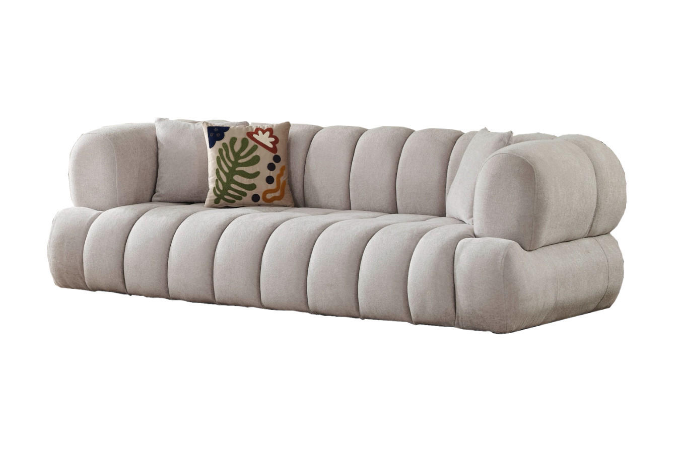 3 Sitzer SOFA Cloudy Samt Creme - Creme, Textil/Metall (250/80/110cm) - Villa Möbel