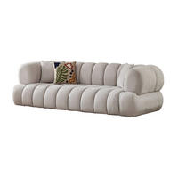 3 Sitzer SOFA Cloudy Samt Creme - Creme, Textil/Metall (250/80/110cm) - Villa Möbel