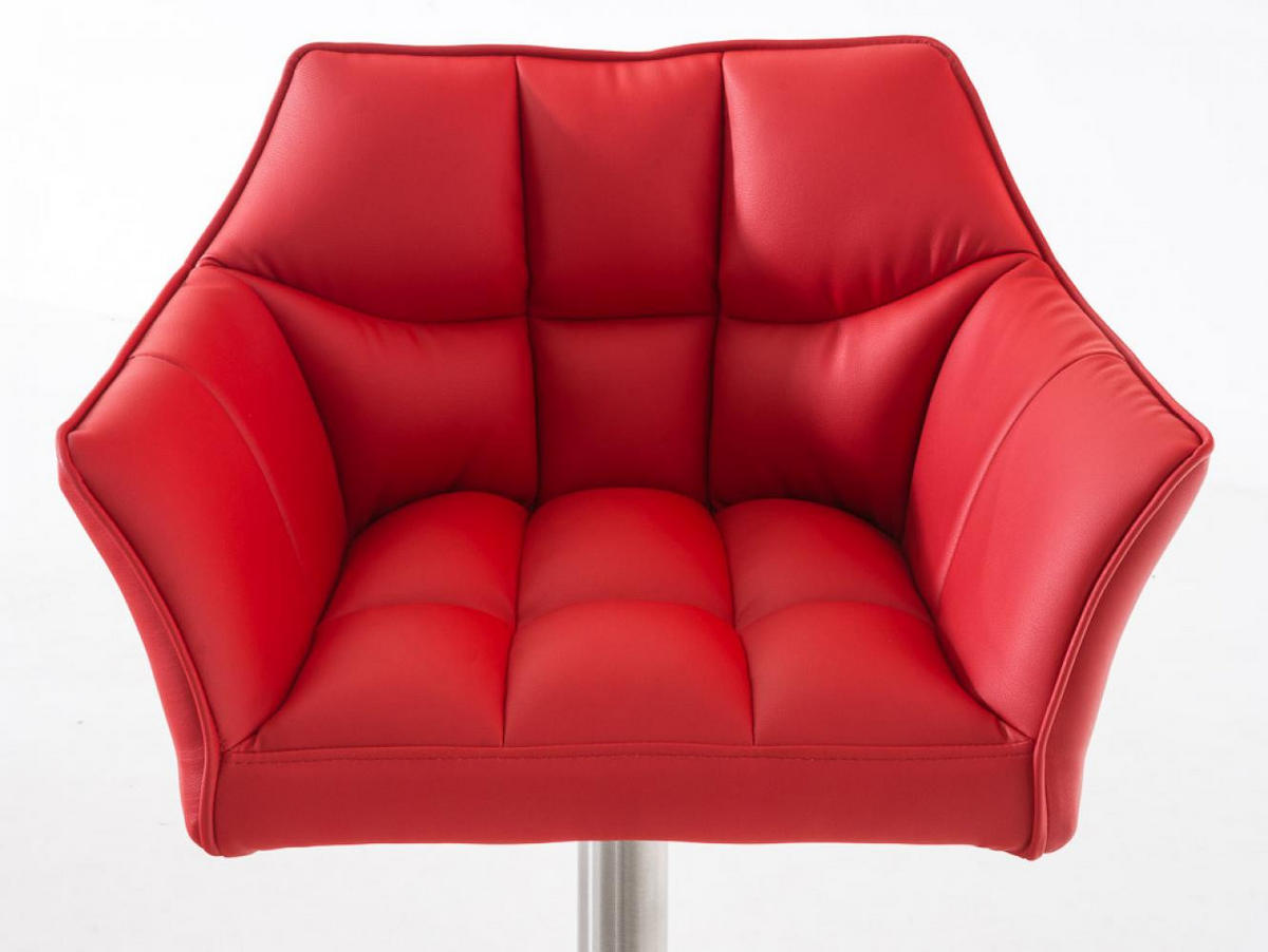 BARHOCKER 2er Set Lederlook Rot - Edelstahlfarben/Rot, Textil/Metall (64/88/45cm) - CLP