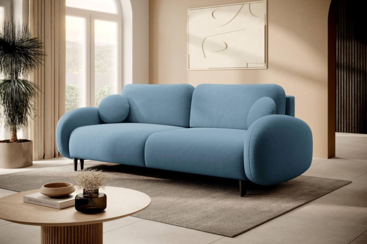SOFA Blau SOFTI Mit Schlaffunktion - Blau, Textil (232/95/109cm) - Sepro Meble