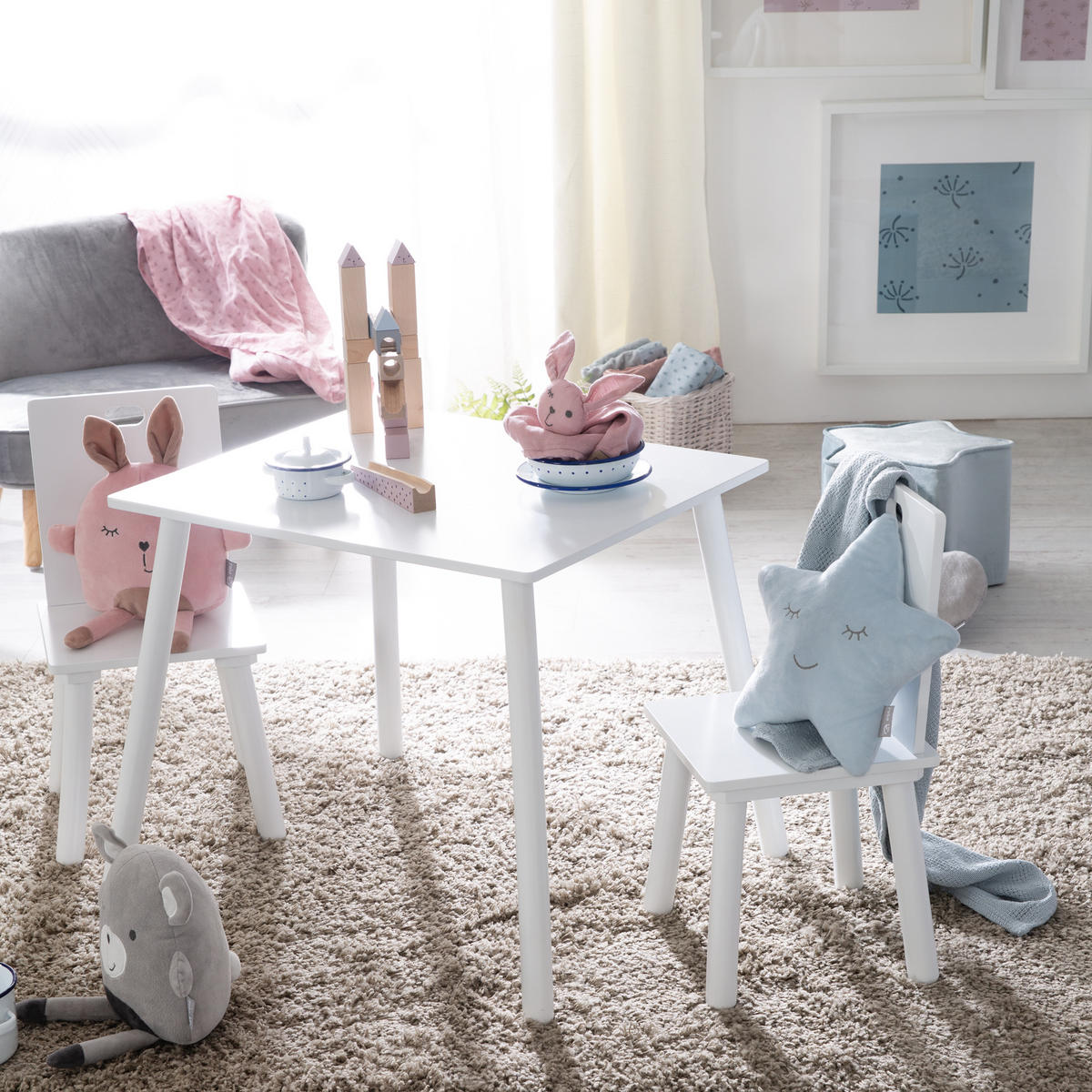 KINDERSITZGRUPPE - Weiß, Holzwerkstoff (60/54/50cm) - Roba