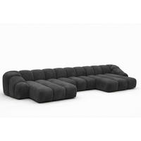 ECKSOFA Modulare U-Form, Veloursstoff Bluvel, Schwarz, CROISSANT U - Schwarz, Holz (413/72/190cm) - Kaiser Möbel
