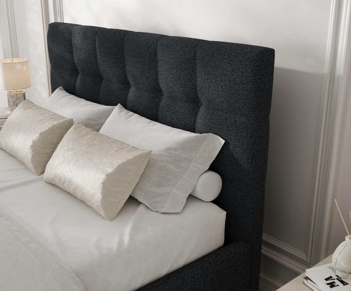 POLSTERBETT Cora 180/200 cm Anthrazit im Riva Stoff - Anthrazit/Naturfarben, Holz/Holzwerkstoff (180/200cm) - AltaBeds