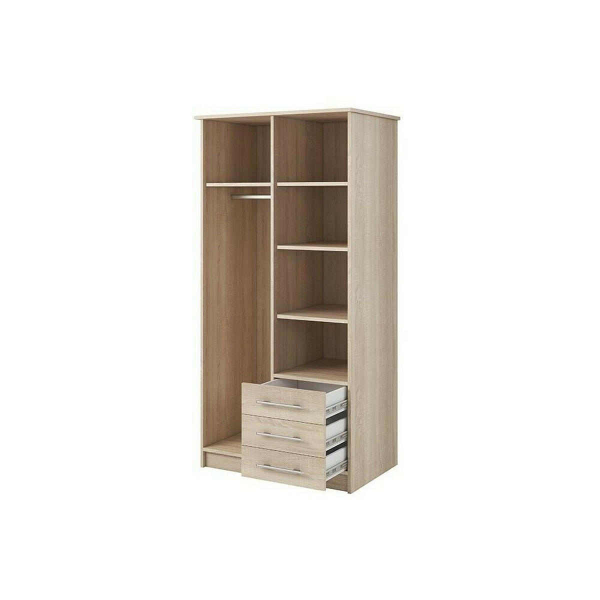 DREHTÜRENSCHRANK 100/207/57/61 cm Szantal 2D Sonoma/Sonoma - Alufarben/Sonoma Eiche, Glas/Holzwerkstoff (100/210/64cm) - imoebel24