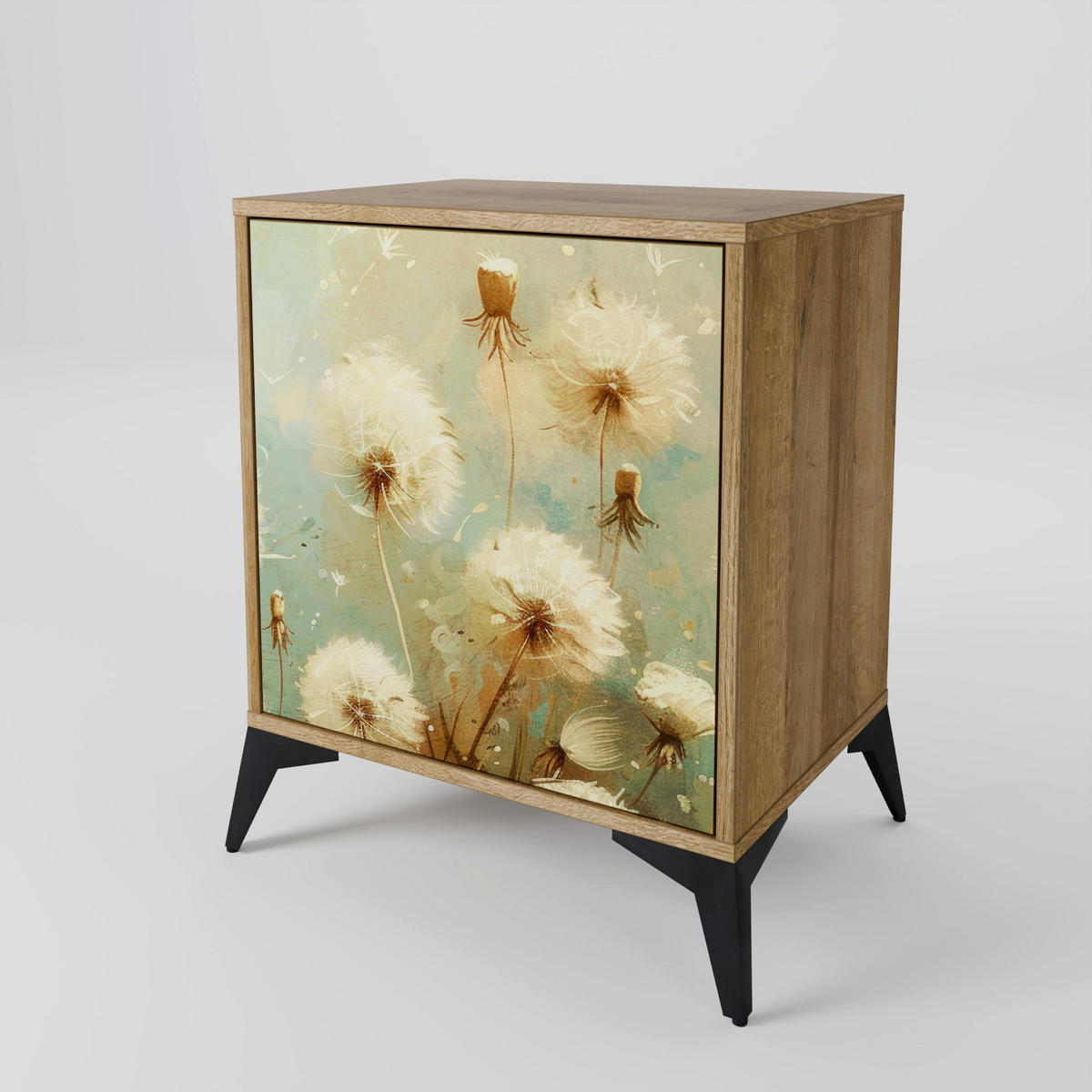 SIDEBOARD DREAMY MEADOW, Eichefarben, 57,5x42x75,5 cm, Goldfarbene Metallfüße - Eichefarben/Goldfarben, Holzwerkstoff/Metall (57.5/75.5/42cm) - SpaceRebels