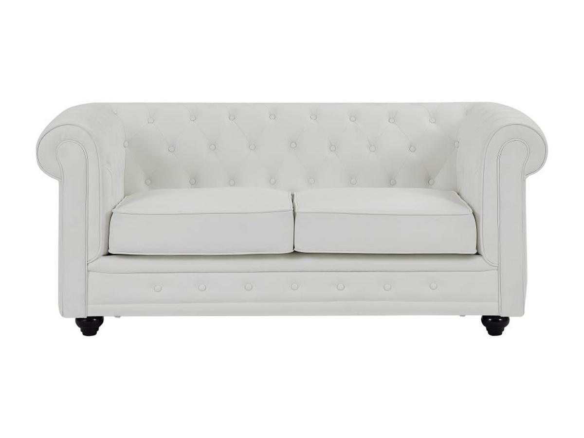SOFA 2-Sitzer - Kunstleder - Weiß - CHESTERFIELD - Weiß, Leder (88/72/168cm) - Vente-Unique