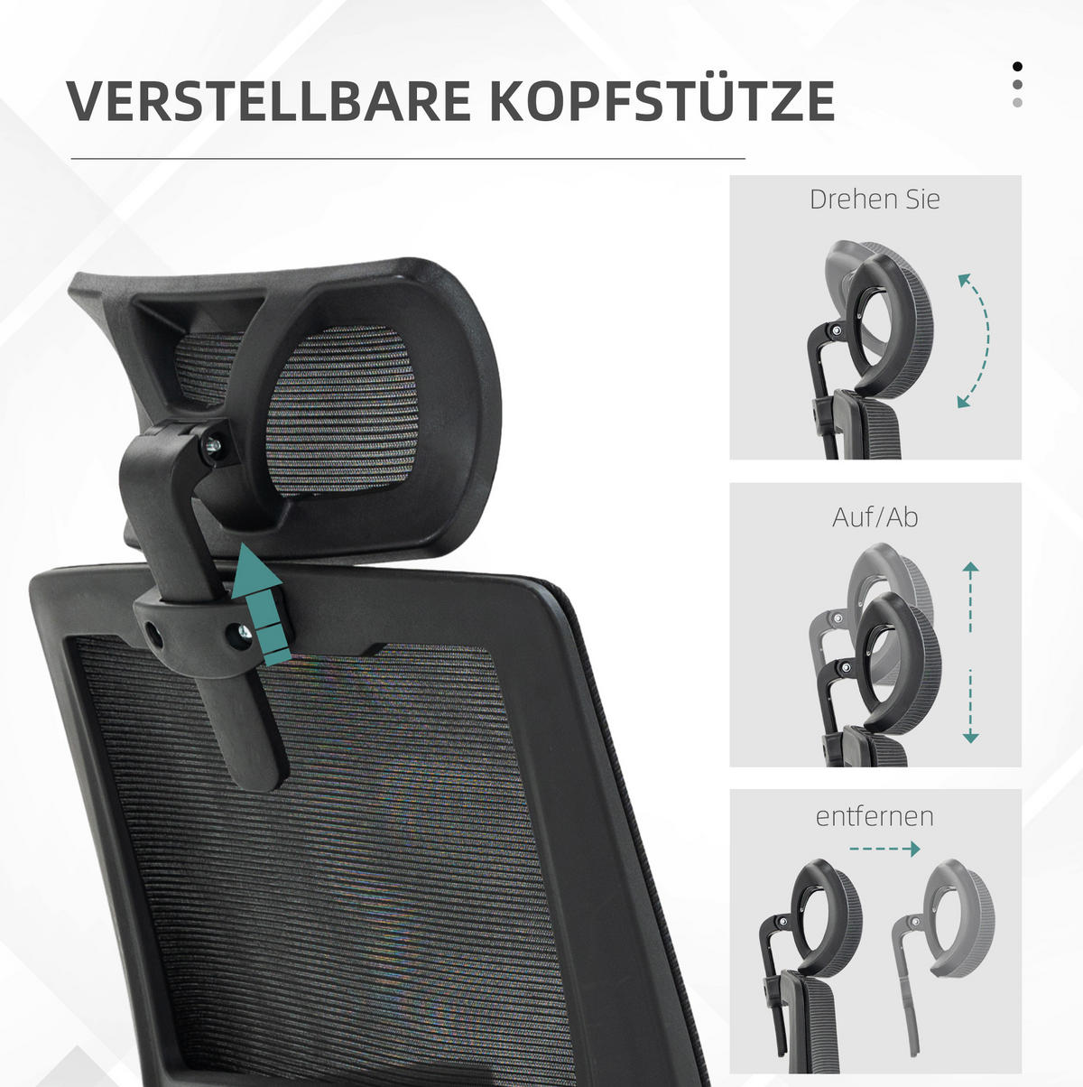 BÜROSTUHL höhenverstellbar mit Kopfstütze Schwarz - Schwarz, Kunststoff (61/119/58cm) - Meubliv