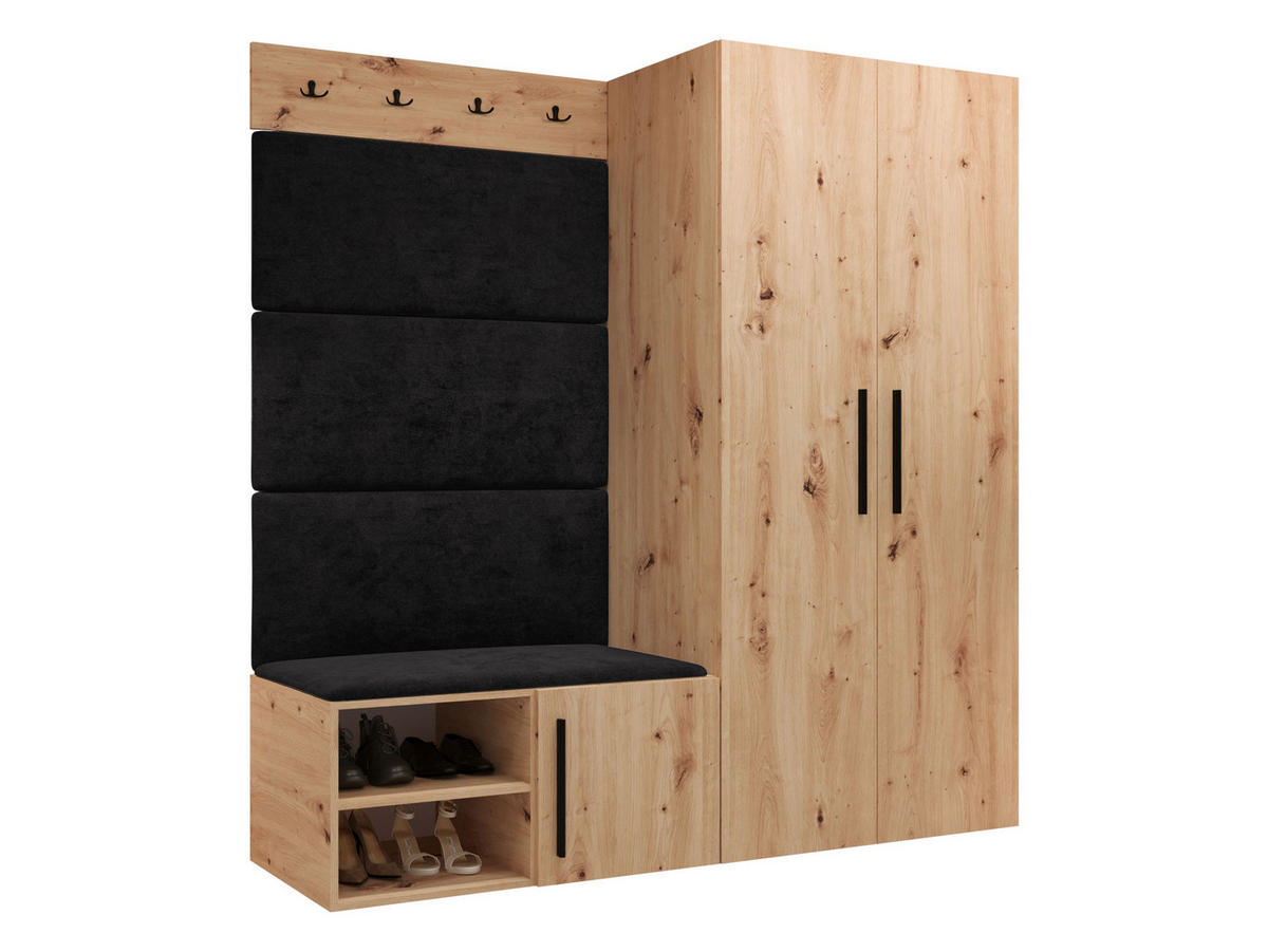 GARDEROBEN-SET Medi I - Anthrazit/Schwarz, Holzwerkstoff/Kunststoff (80/191/50cm) - MIRJAN24