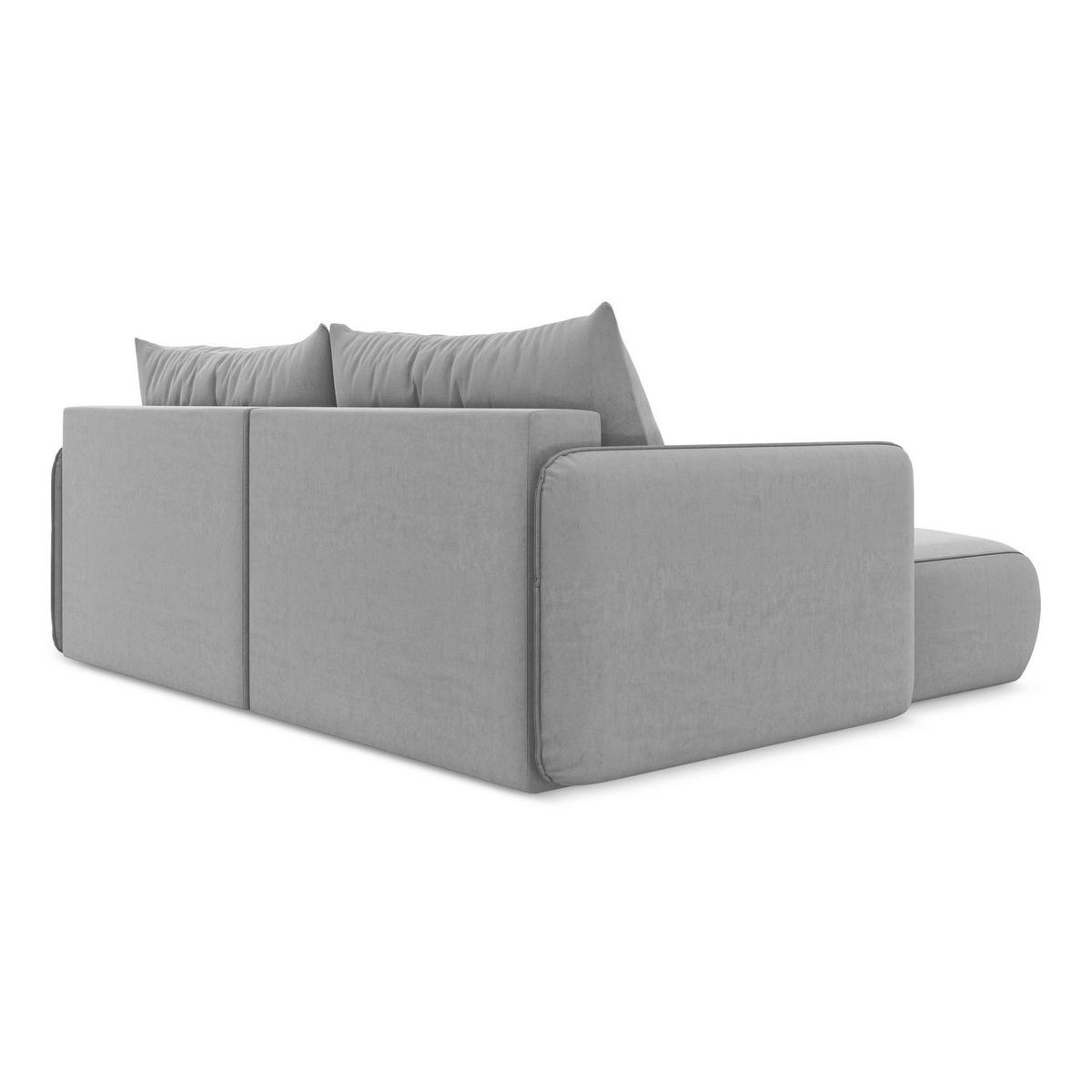 ECKSOFA mit Schlaffunktion Samt Stoff Grau - Schwarz/Grau, Kunststoff/Textil (148/207cm) - LaMiaSofa