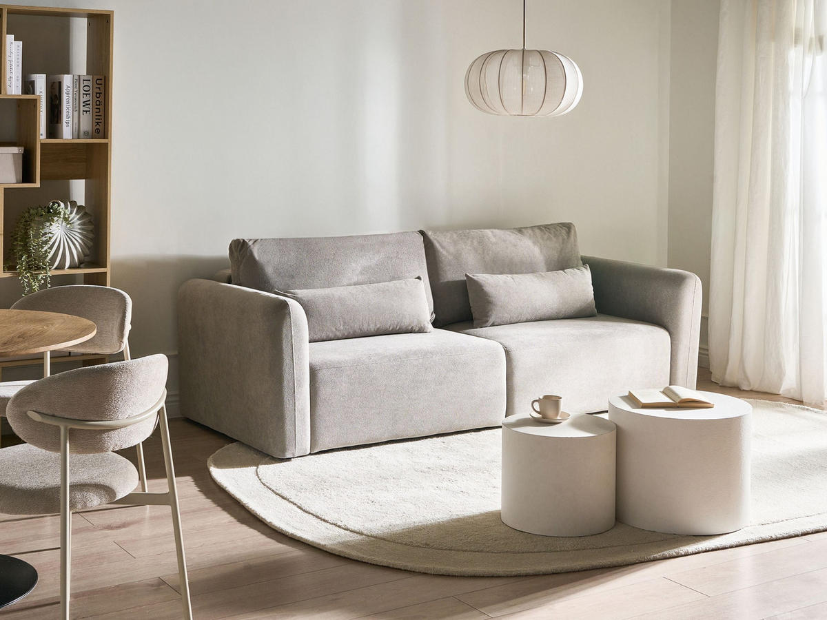 ROZKLÁDACÍ POHOVKA 3-místná Látka Šedá s úložným prostorem Vaxholm - šedá, textil (232/86/87cm) - Beliani