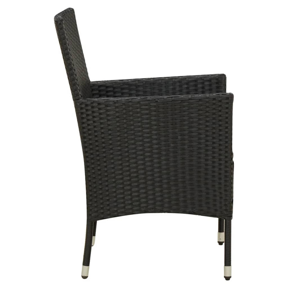 GARTENSTÜHLE mit Kissen 4 Stk. Poly Rattan Schwarz - Anthrazit/Schwarz, Metall (61/88/60cm) - furnicato