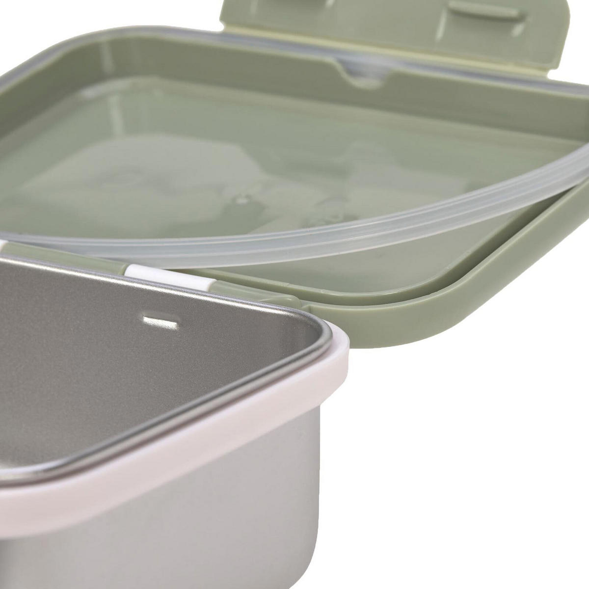 EDELSTAHL LUNCHBOX Happy Prints Oliv 17,3 x 13,3 x 6,9 cm - Grün, Metall (13.3/6.9/17.3cm) - Lässig