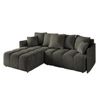 ECKSOFA Ottomane links LONLI-L 251x189x68 Schwarz Velours - Schwarz, Holzwerkstoff/Kunststoff (251/189cm) - ALTDECOR