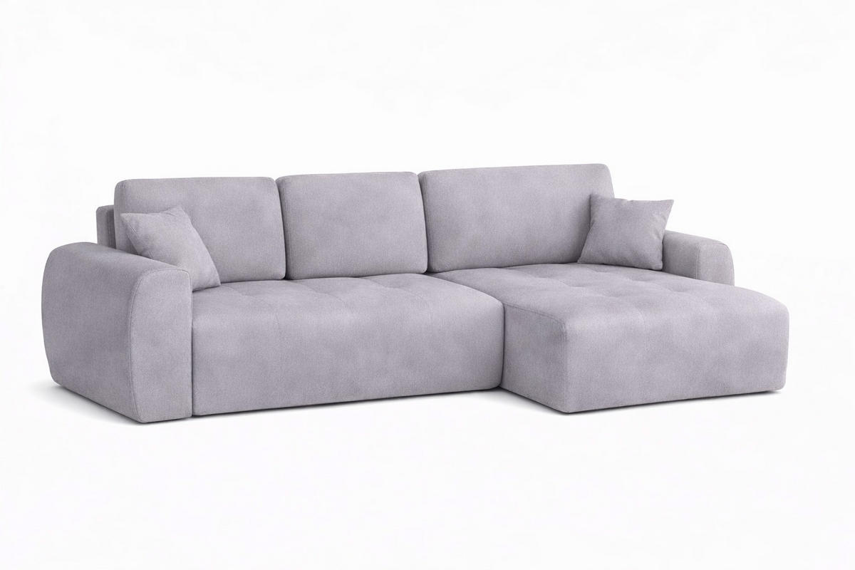 ECKSOFA Mit Schlaffunktion Und Bettkasten L-Form Ivo L, Veloursstoff Salvador, Grau, Rechts - Grau, Holz (250/142cm) - Kaiser Möbel