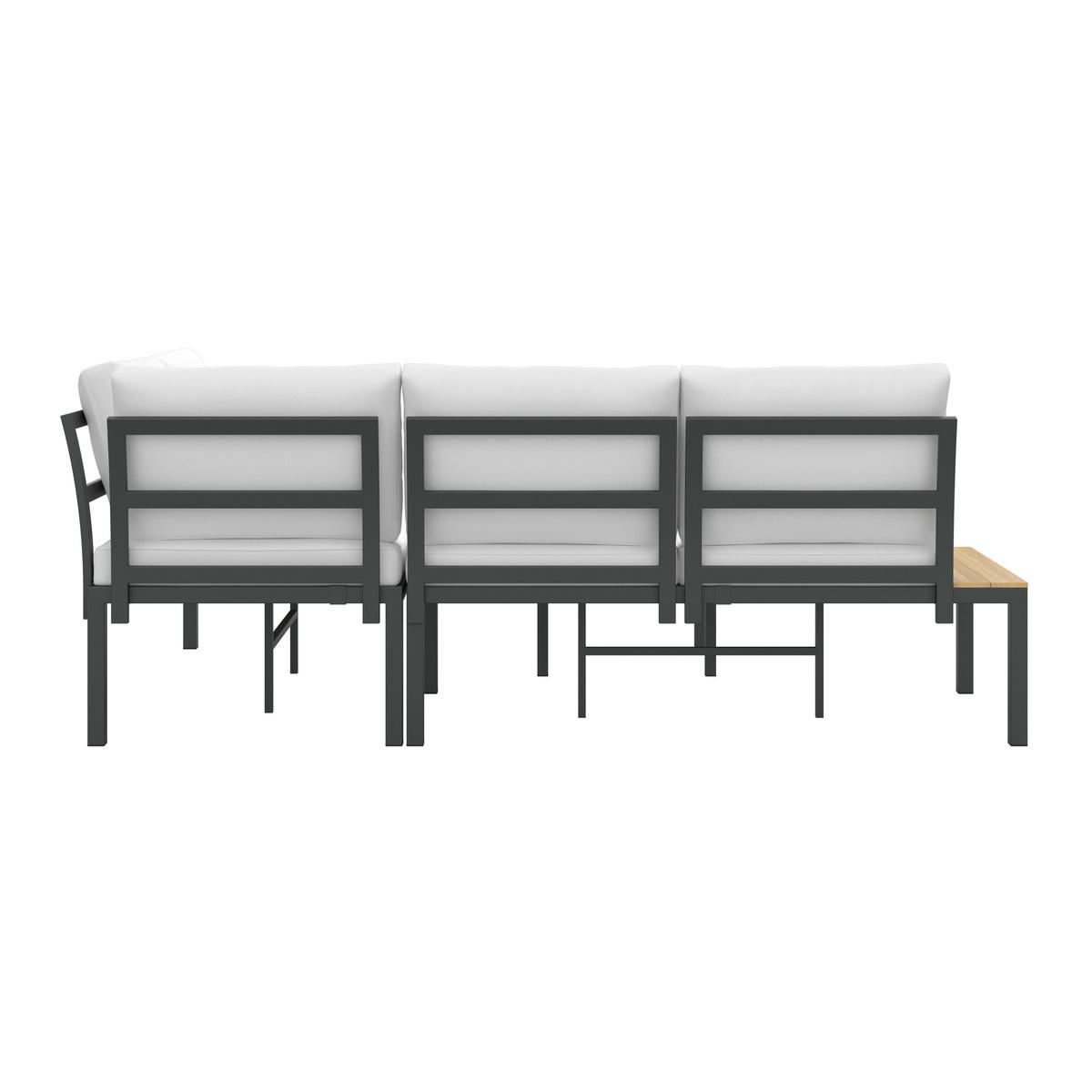 LOUNGEGARNITURSET Arianna Weiß Outdoorstoff/Metall +Abdeckung - Creme, Metall - Bessagi Garden