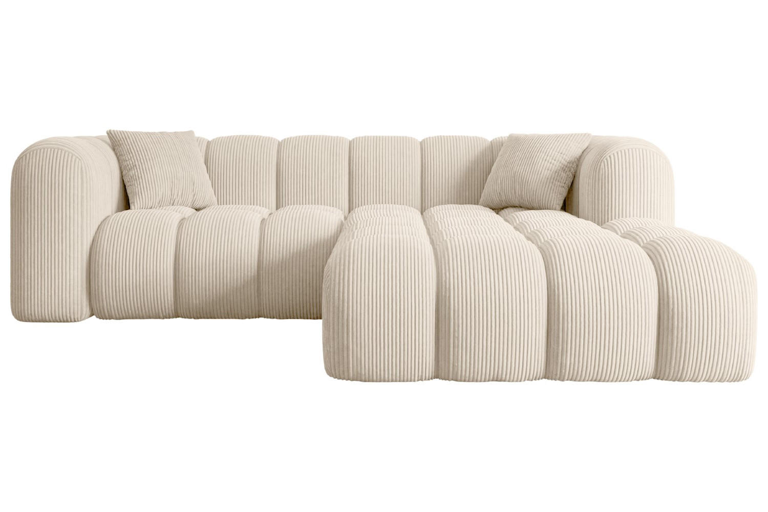 ECKSOFA Ottomane Rechts OLEA-L1 - 231x173x74 cm Beige Cord - Beige/Schwarz, Holzwerkstoff/Kunststoff (231/173cm) - ALTDECOR