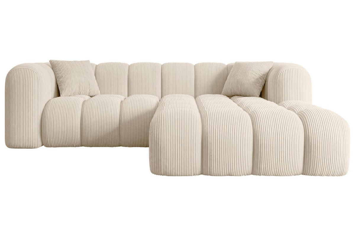 ECKSOFA Ottomane Rechts OLEA-L1 - 231x173x74 cm Beige Cord - Beige/Schwarz, Holzwerkstoff/Kunststoff (231/173cm) - ALTDECOR