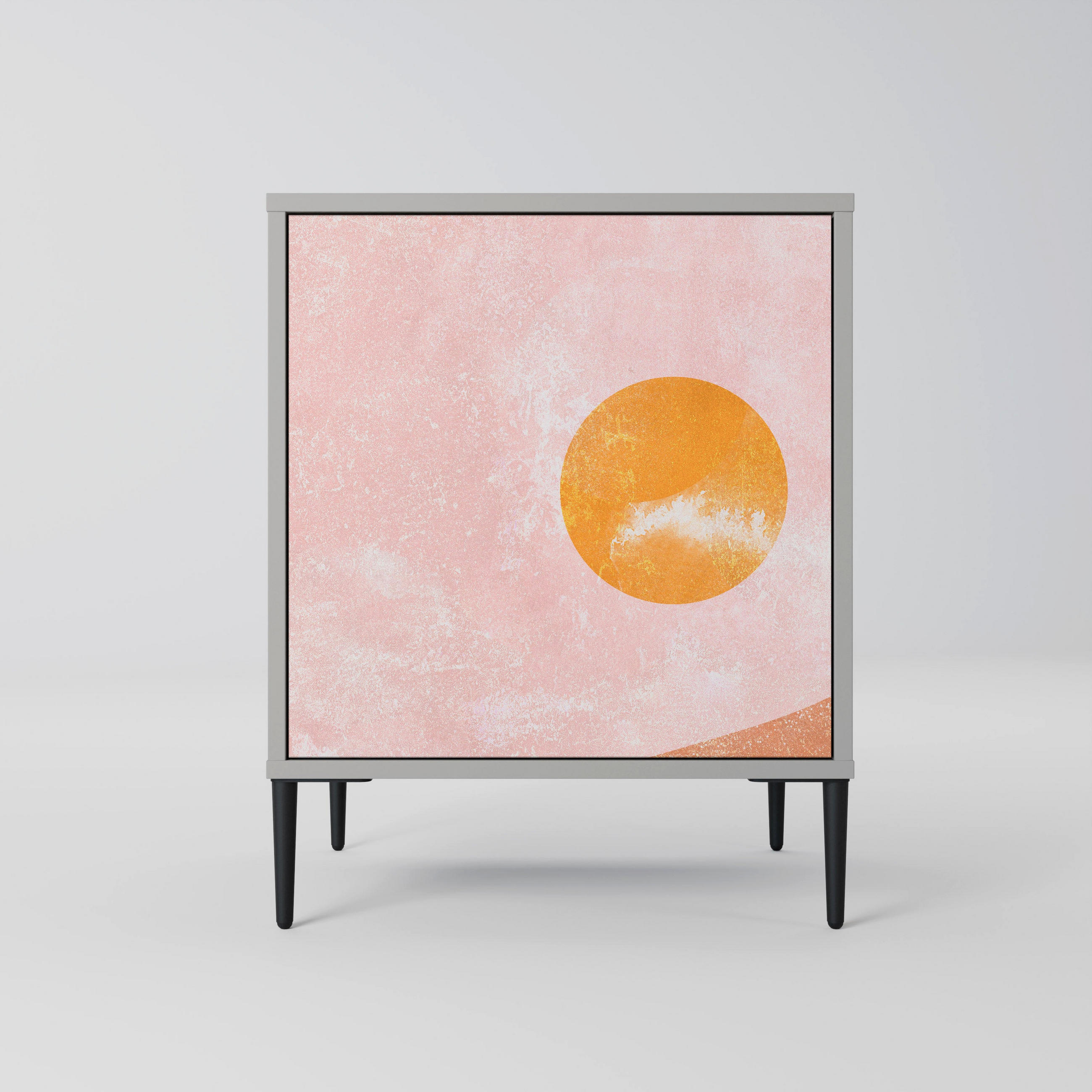 SIDEBOARD LUMINOUS SUNLIGHT, Grau, 57,5x42x72,5 cm, Schwarze Metallfüße - Multicolor/Schwarz, Holzwerkstoff/Metall (57.5/72.5/42cm) - SpaceRebels
