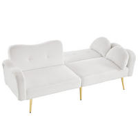 SOFA NA RAZVLAČENJE s 2 sjedala u bijeloj boji s naslonom podesivim u 3 položaja, od mješavine vune - bijela/zlatne boje, tekstil/metal (175/82/79cm) - CHICFURN