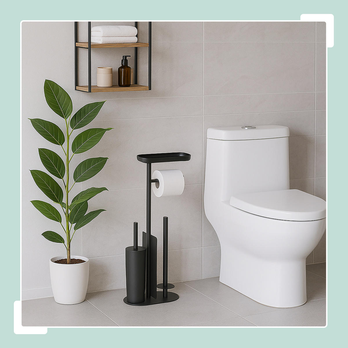 WC-GARNITUR - Schwarz, Kunststoff/Textil (26/65/17cm) - Relaxdays