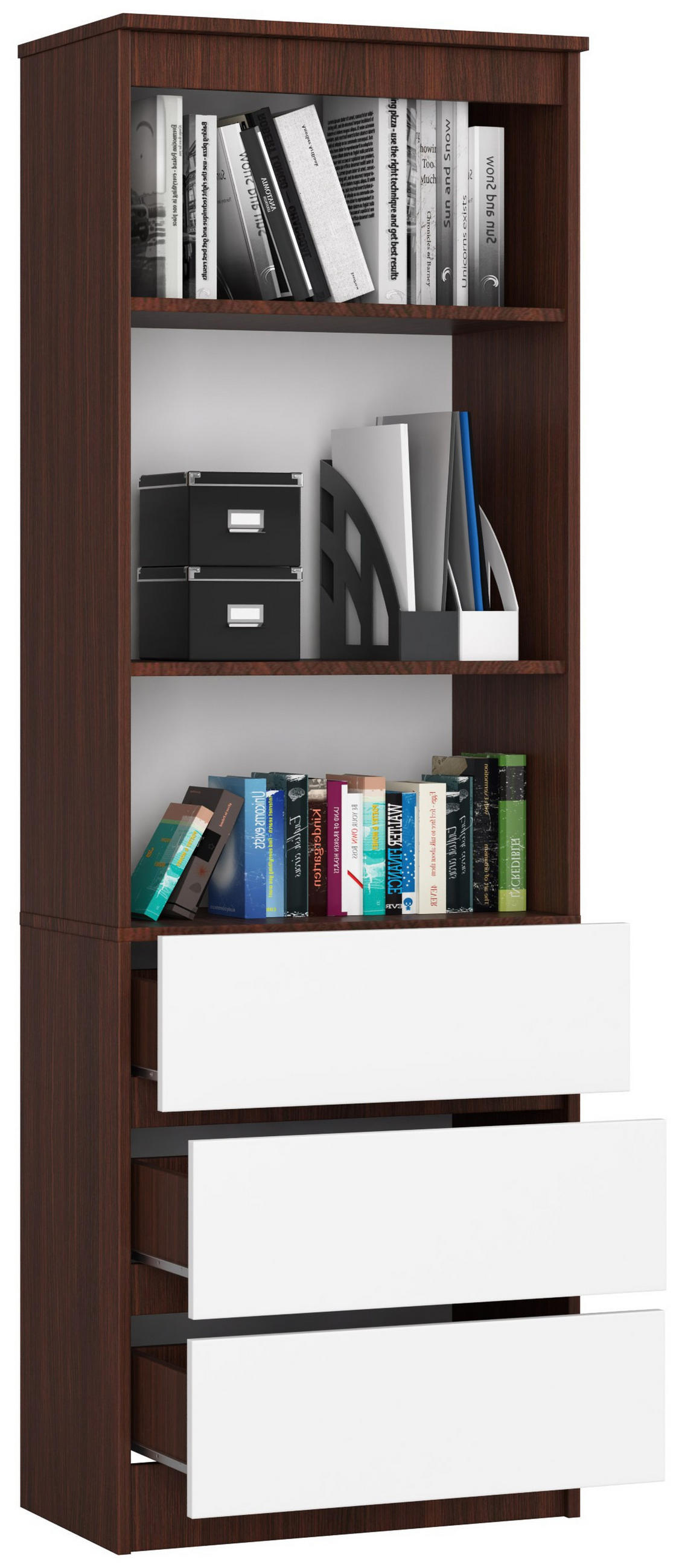 MEHRZWECKSCHRANK Wengefarben, Weiß 60x180x35 cm - Wengefarben/Weiß, Holzwerkstoff (60/180/35cm) - Akord