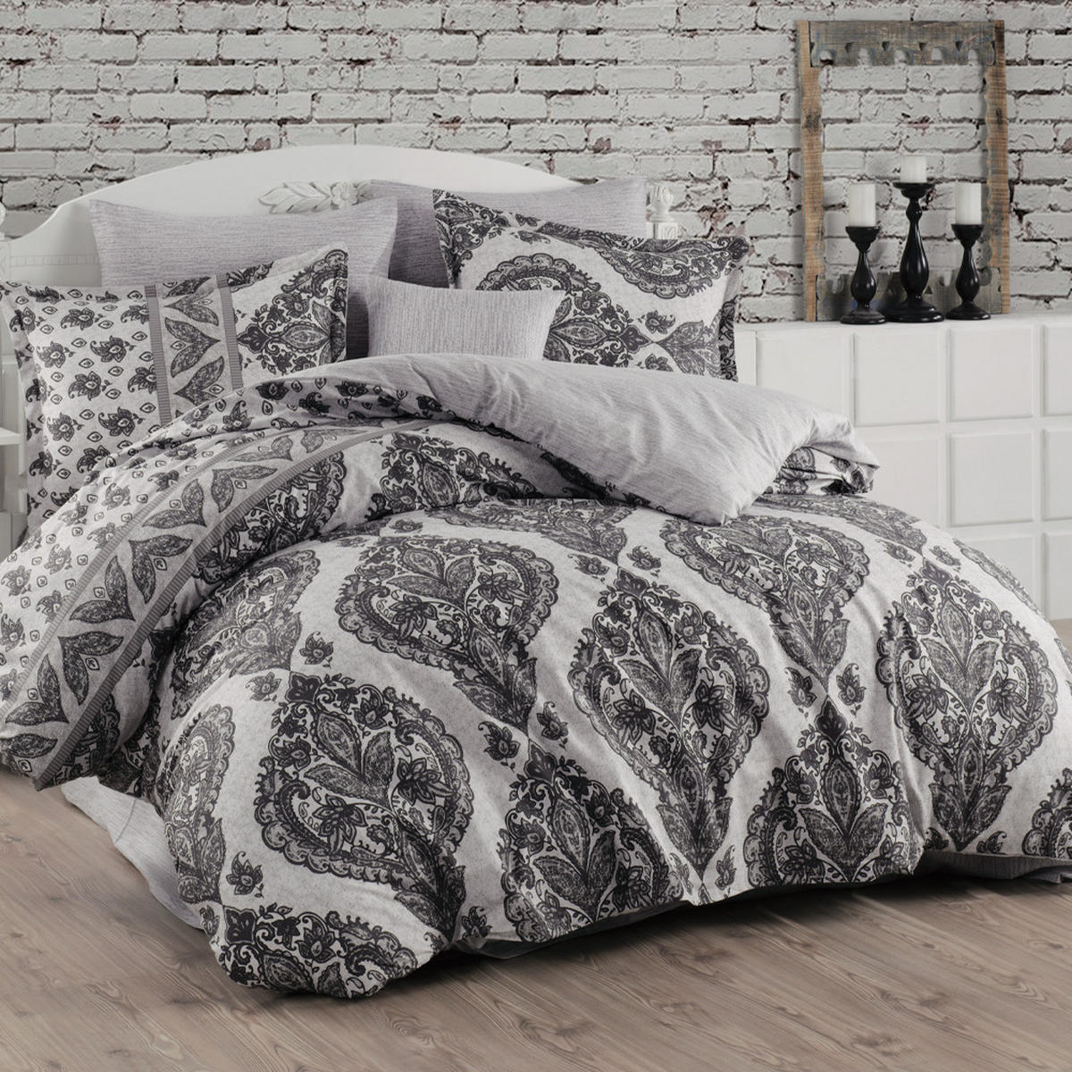 BETTWÄSCHE 4-teilig 200/220 cm TALYA - Grau, Textil (200/220cm) - ROLFNERS