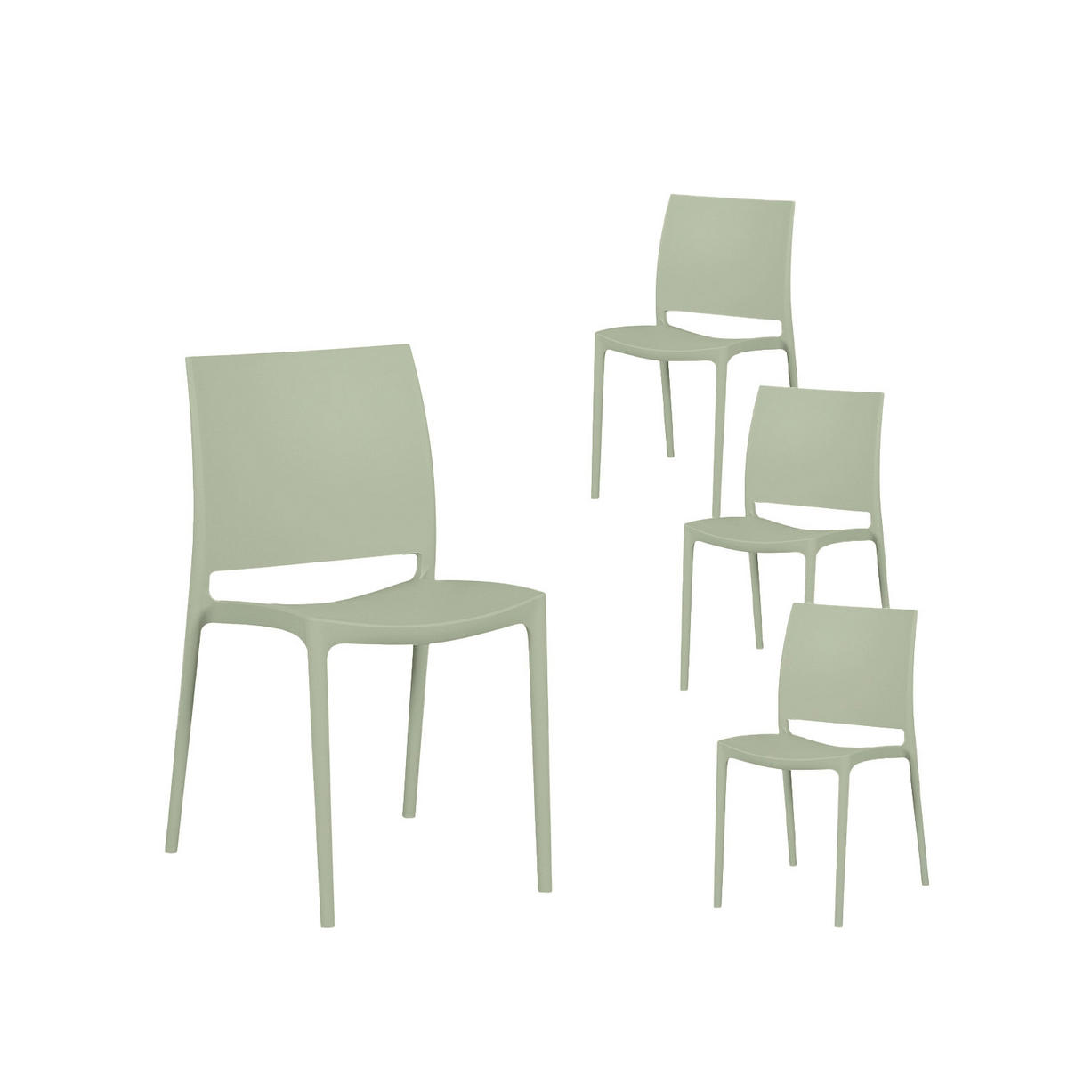 GARTENSTUHL Keir Grün 41 cm x 81 cm 4er-Set - Grün, Kunststoff (41/81/52cm) - Klast Home