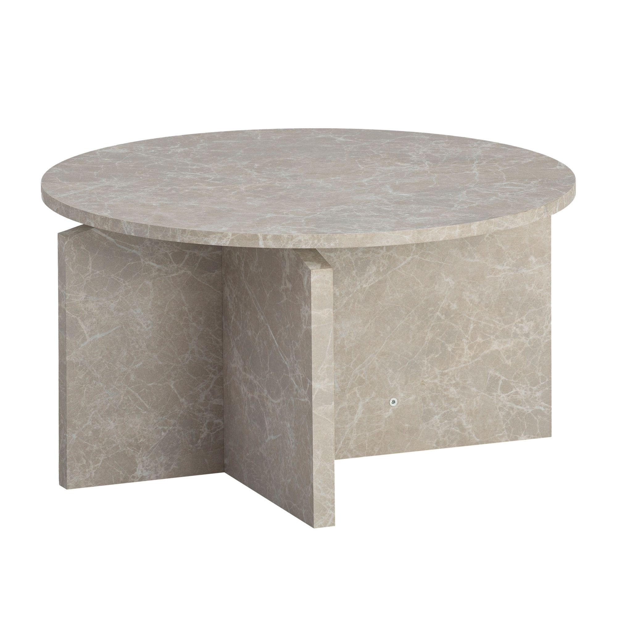 COUCHTISCH rund in Stein-Optik – modernes Design in Großformat, Beige 60x60x33 cm - Beige, Holz/Holzwerkstoff (60/60/33cm) - KADIMA DESIGN