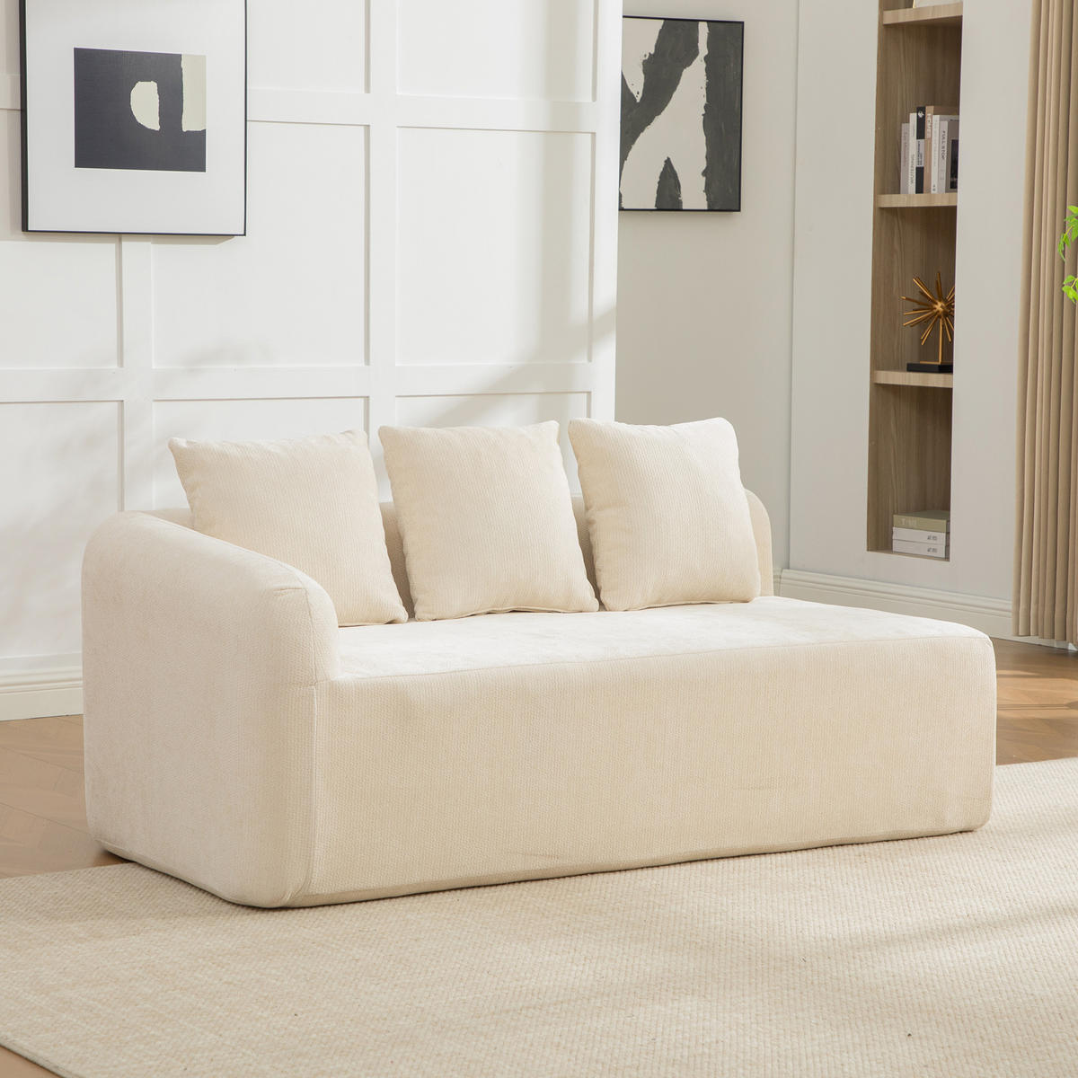 SOFAELEMENT DE-35127 linke mit Chenille-Bezug Beige - Beige, Textil (99/80.5/171.5cm) - ComfortXL