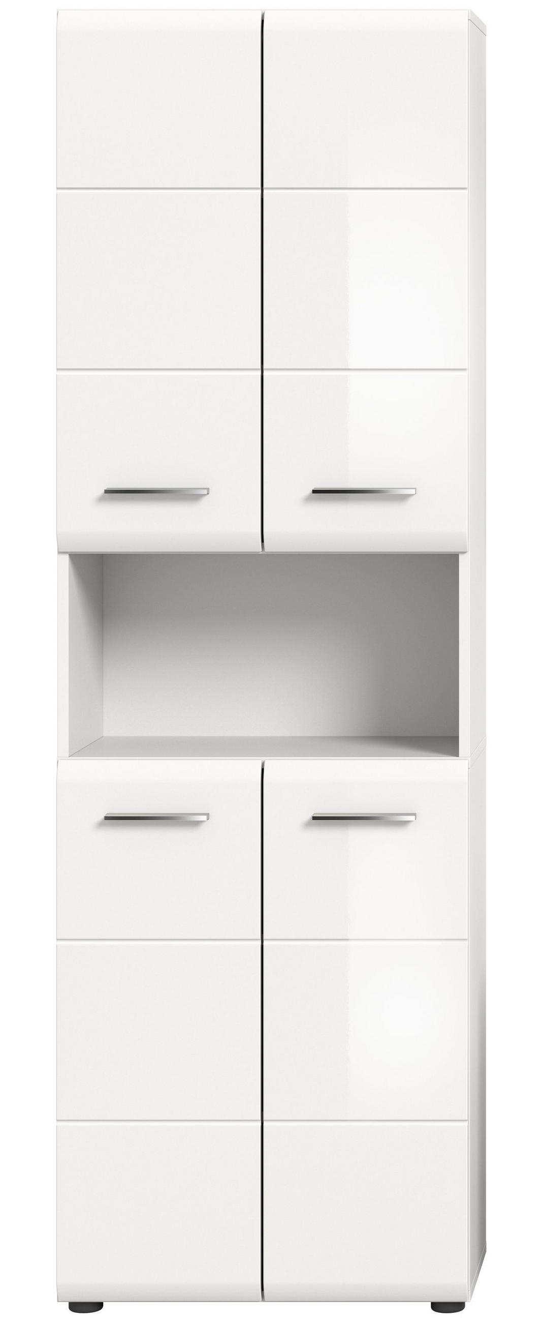 HOCHSCHRANK breit Ice Bad in weiß Nachbildung und weiß hochglanz B/H/T: 60x185x30 cm - Weiß, Holz (60/185/30cm)