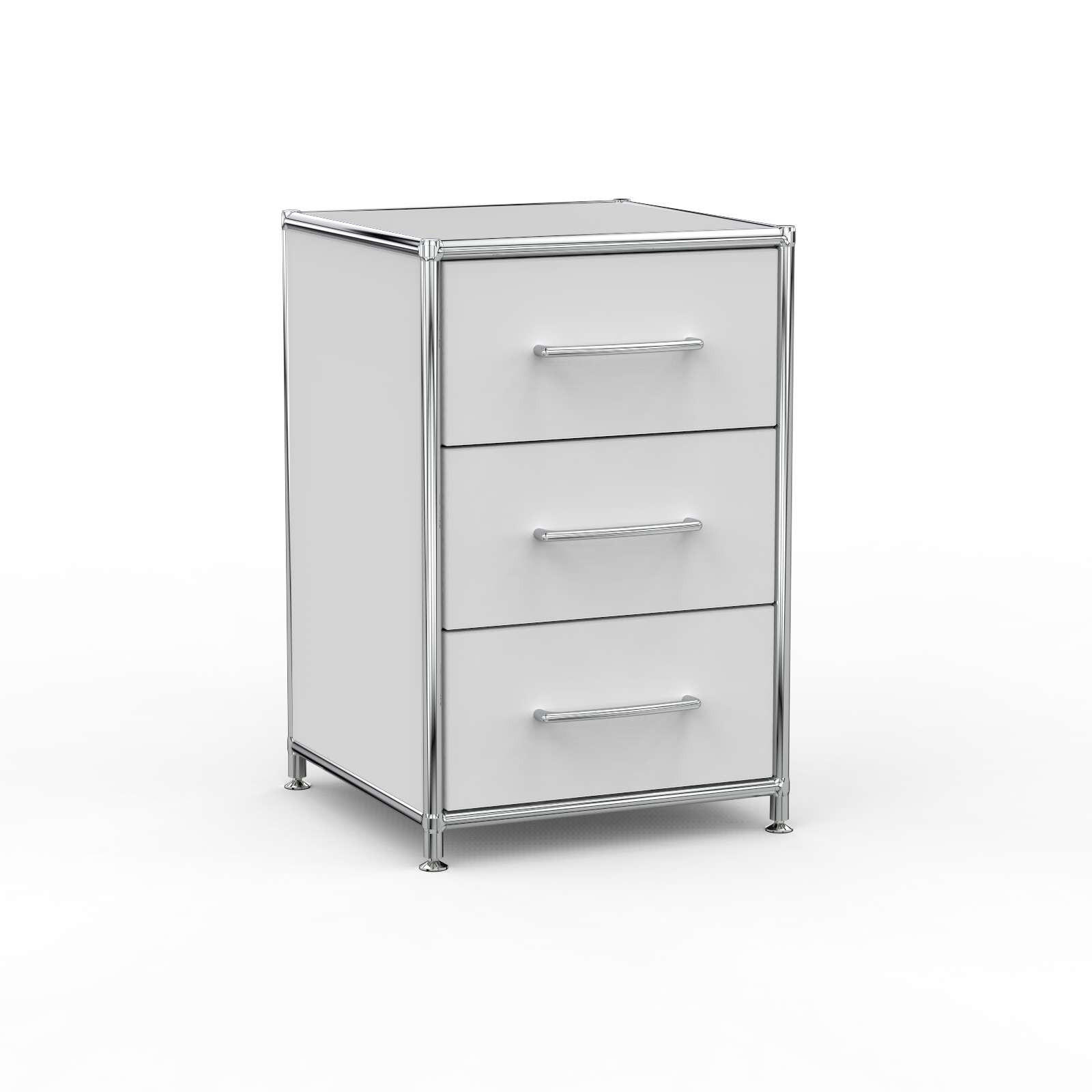 BÜRO-STANDCONTAINER Holz, 40cm - 3 Schubladen, Lichtgrau - Chromfarben/Silberfarben, Holzwerkstoff/Metall (40/61.1/39.7cm) - Versee