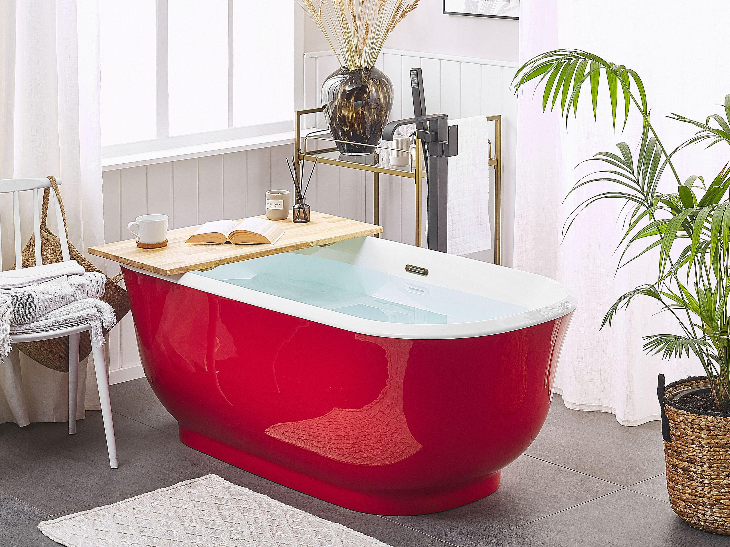 BADEWANNE FREISTEHEND 77x170x61 cm rot Tesoro - Rot, Kunststoff (77/61/170cm) - Beliani
