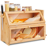 BROTKASTEN Bambus 2 Etagen mit Schneidebrett 50 cm - Hellbraun, Naturmaterialien (25/37/50cm)