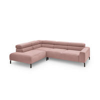 ECKSOFA MIT MOTORISCHEM SITZVORZUG DELIA Pink Cord - Pink/Schwarz, Textil/Metall (276/219cm) - KAWOLA