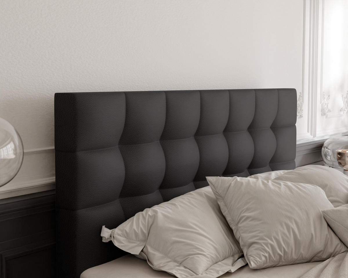 BOXBETT GRAND 180/200 cm, in Schwarz, mit Matratze und Topper - Schwarz, Holzwerkstoff/Textil (180/200cm) - Idohome