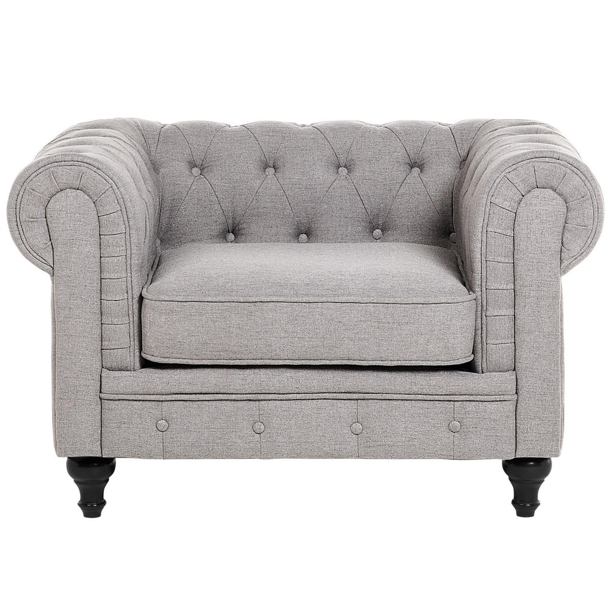 SESSEL Polsterbezug hellgrau Chesterfield - Hellgrau, Textil (110/70/75cm) - Beliani