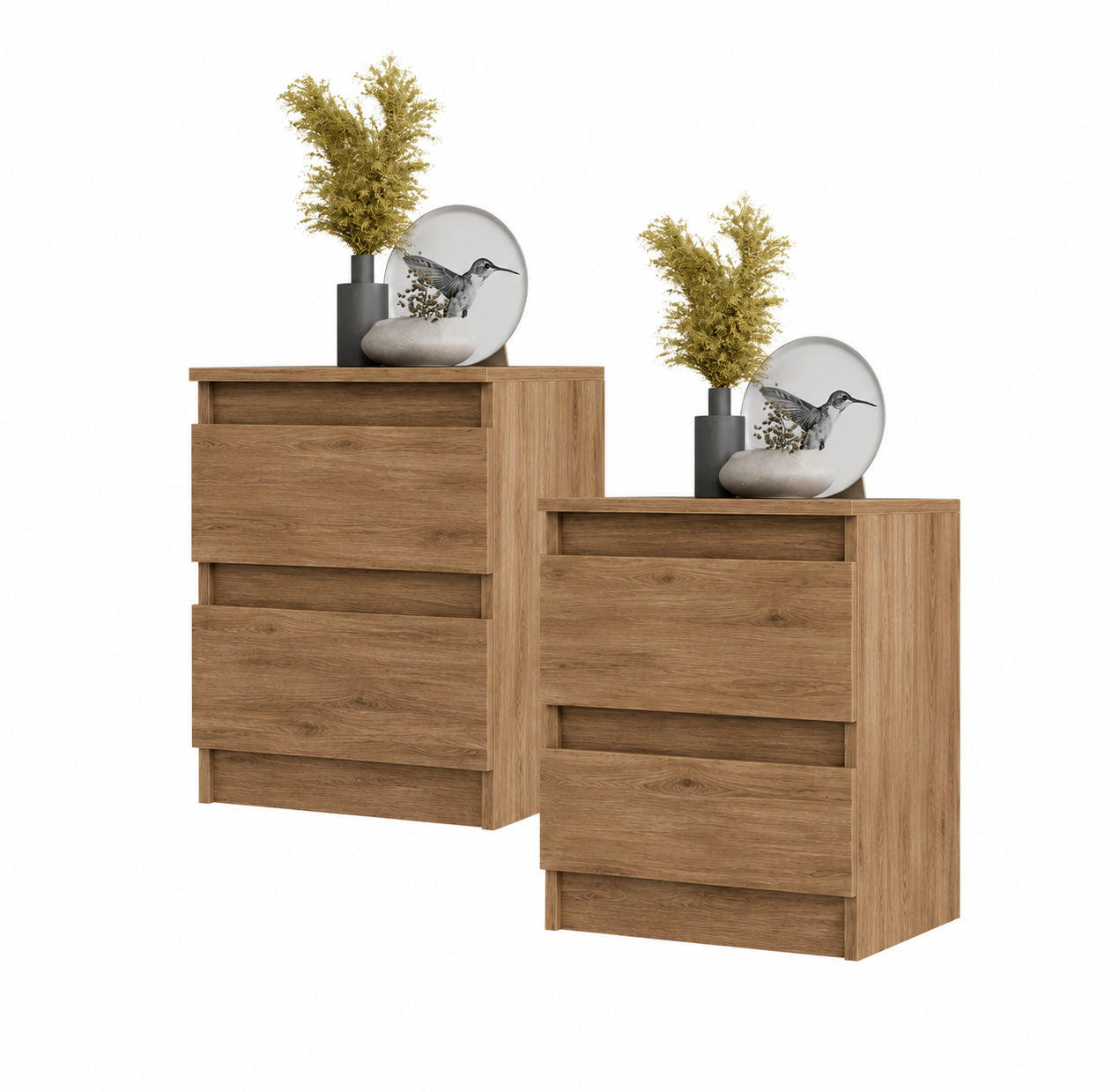 NACHTTISCH Fenno 2 Schubladen 2er-Set - Eiche Wotan, Holzwerkstoff (41/50/33cm) - kommodly