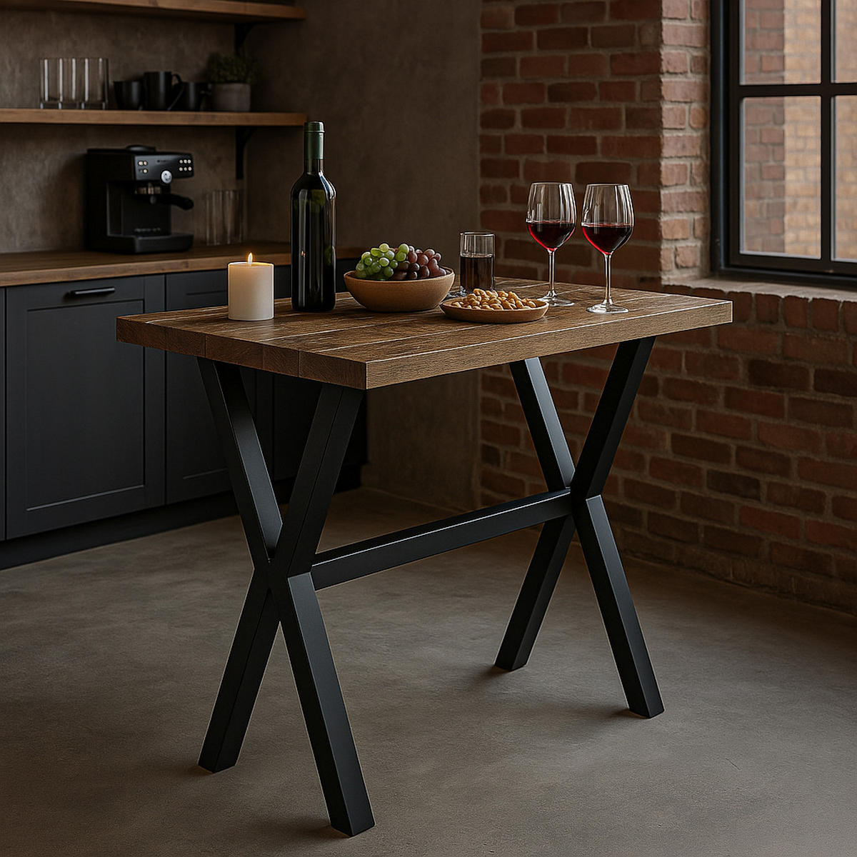 BARTISCH ARNE 120/60/105 cm - Schwarz/Braun, Holzwerkstoff/Metall (60/120/105cm) - DUBI Möbel