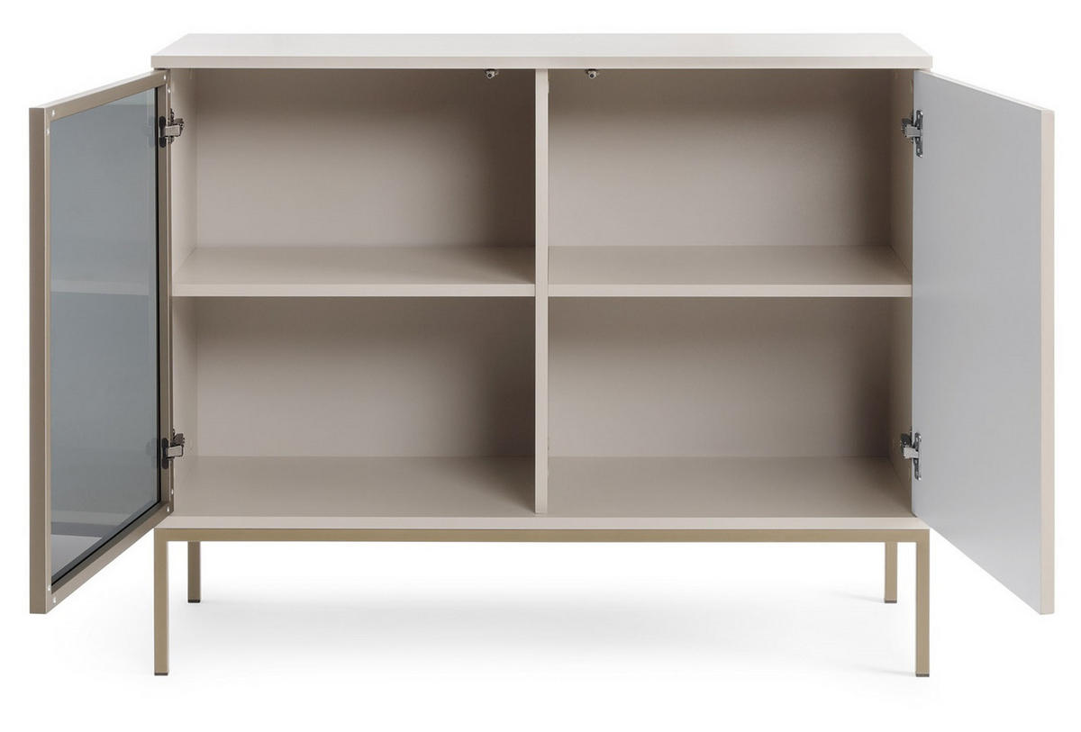 KOMMODE 100 cm Haller mit Lamellen, LED-Beleuchtung, Kaschmir - Beige, Holz (104/83/39cm) - Emporius