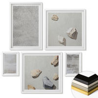 WANDBILDER 5er-Set - 50x50 cm & 20x30 cm & 40x60 cm Weißer Rahmen - Moderne minimalistische Texturen - Weiß, Kunststoff (40/60cm) - ArtPrintCave