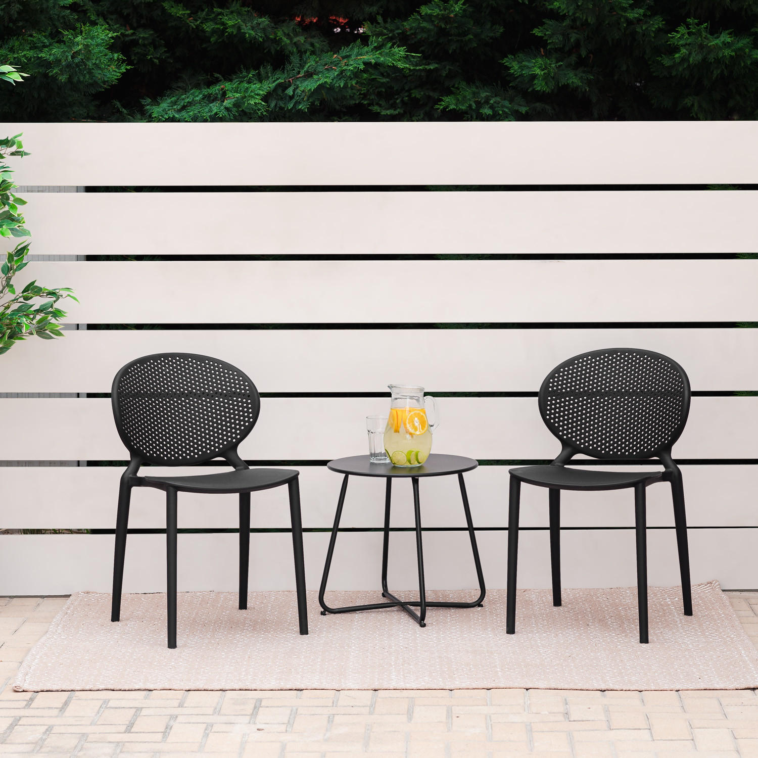 GARTENSTUHL 4er-Set Kunststoff Schwarz - Schwarz, Kunststoff (41/77/48cm) - Homestyle4u