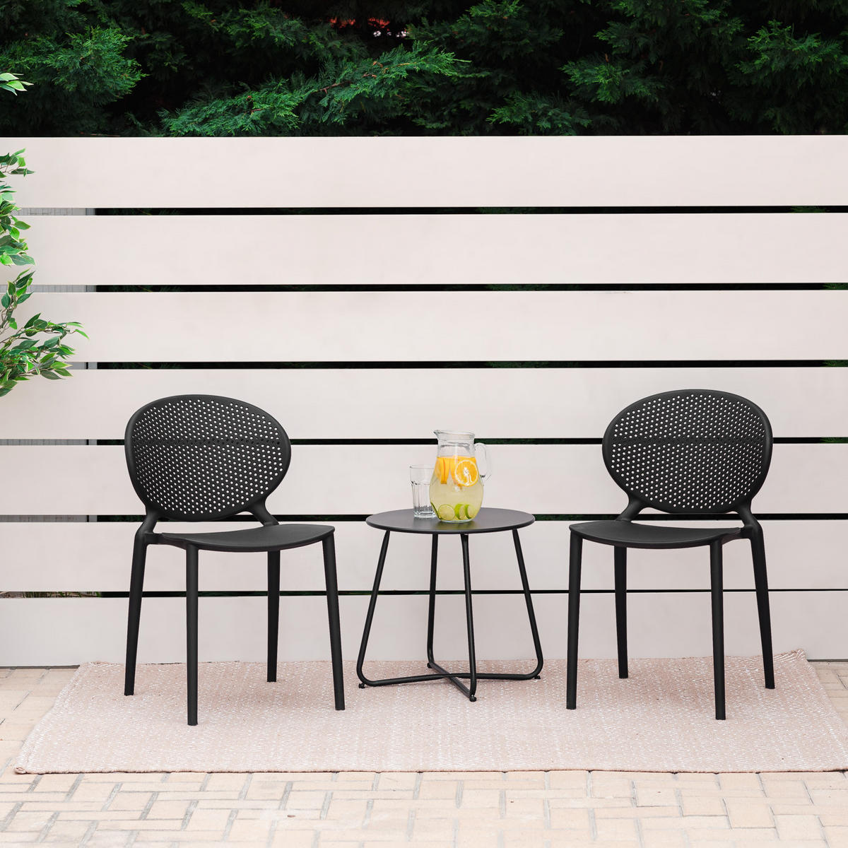 GARTENSTUHL 4er-Set Kunststoff Schwarz - Schwarz, Kunststoff (41/77/48cm) - Homestyle4u