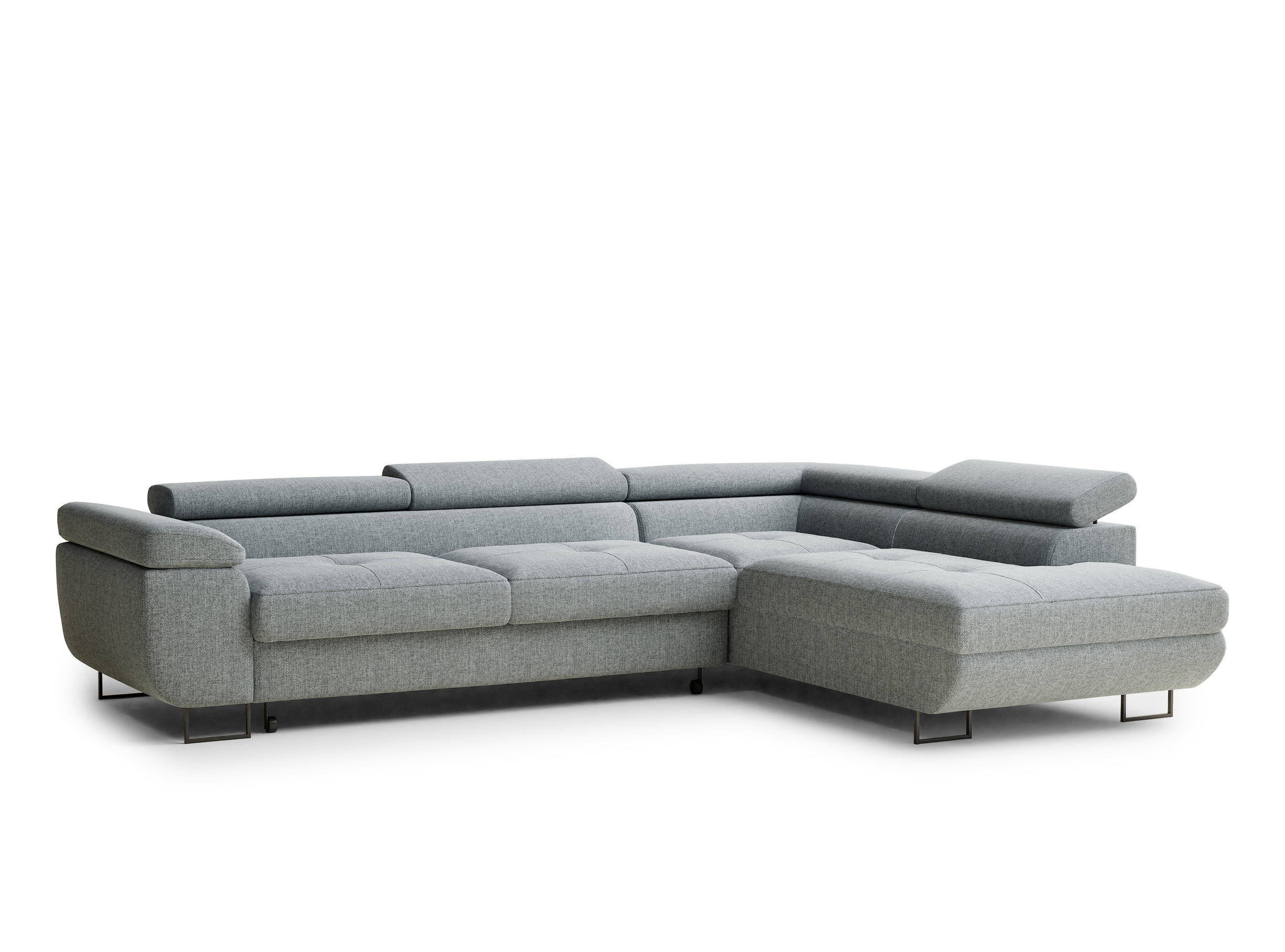 ECKSOFA Concord Blau grau Webstoff - Rechts Seite - Blaugrau/Schwarz, Holz/Holzwerkstoff (277/203cm) - Maison de Reve