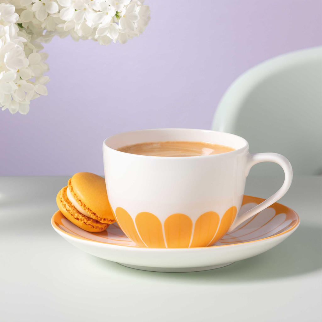 KAFFEETASSE MIT UNTERTASSE Fleur Couleur Soleil 160 ml - Gelb, Keramik (0.16L) - Villeroy & Boch
