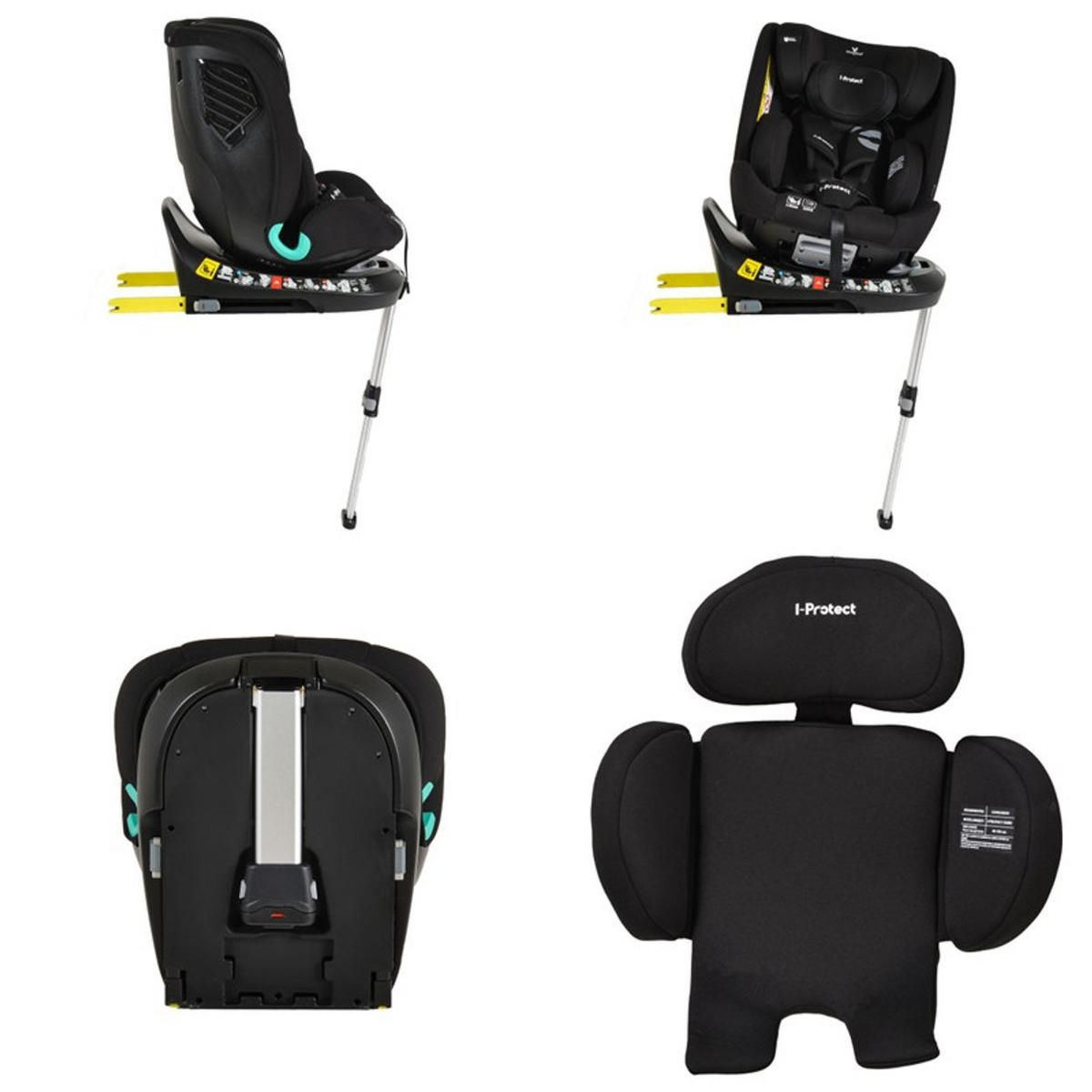 KINDERSITZ i-Protect i-Size schwarz (40-150cm) Gruppe 0+/1/2/3 Stützfuß Isofix - Schwarz, Kunststoff (45/60/53cm) - Cangaroo