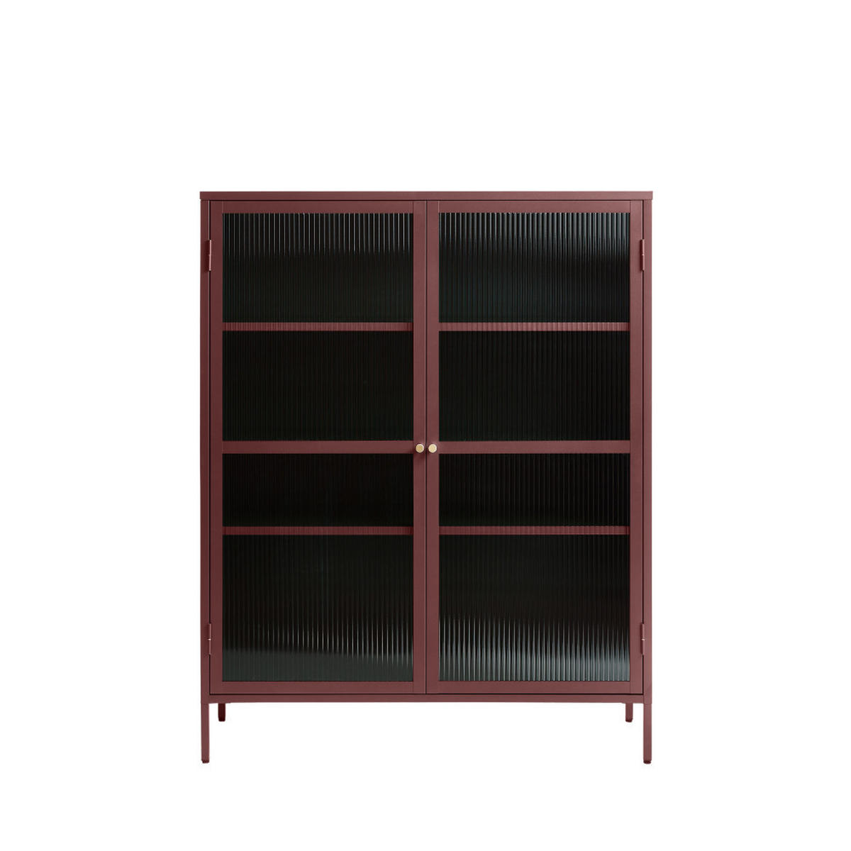 VITRINE - Metall - Burgunderrot - Aubergine, Metall (111/140/40cm) - Drawer